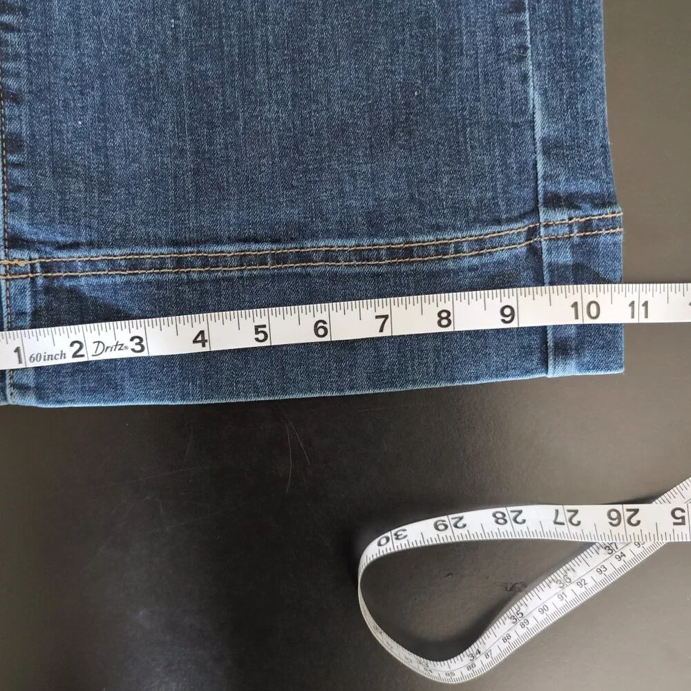 EUC Permanent Wide Leg Crop Jeans Women's Size 6 Dark Wash Whiskered - Picture 8 of 8